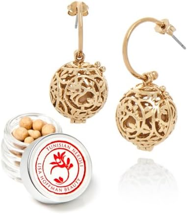 Tunisian Neroli Fragrance Earrings (Shiny gold-plated charms with matching hoop-and-post earrings, Tunisian Neroli)