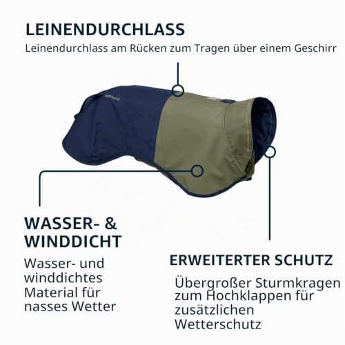 Ruffwear Sun Shower mittelgroße Hunde-Regenjacke, Allwetter-Hundemantel, wasserdichte Hundejacke, leichte wetterfeste Hundeweste und Hunde-Regenmantel, Größe M, Mitternachtsblau