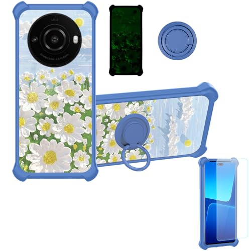 jioeuinly Case Compatible for Sharp Leitz Phone 3 Phone Case Cover [with Tempered Glass Screen Protector][Hard PC + Soft Silicone][Ring Support] [Luminous Effect] YGL-CJ