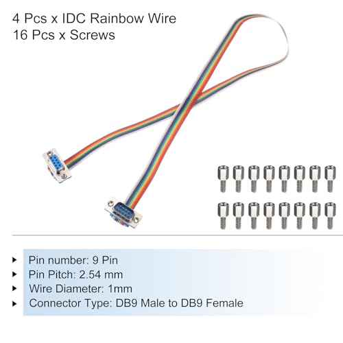Cable plano DB9 macho a hembra de 19.7" e IDC de 2.54 mm para proyectos electrónicos 3