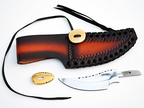 Whole Earth Supply 420 Stainless Steel Knife (420 Stainless Steel, 4.25 Inch Blade Kit with Brass Guard & Sheath)