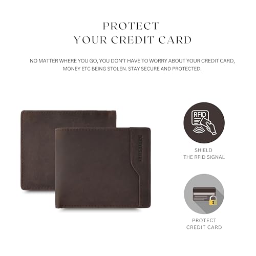 Image of TANSTITCH Slim Leather Wallet | Minimalist & Thin Wallet | RFID Protected Wallet (Black) (Mud Brown)
