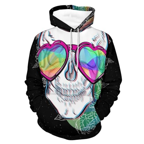 Hoody sweatshirt pull avec motif crâne et lunettes original taille S