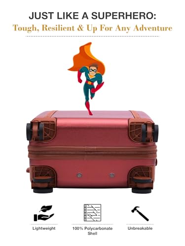 Image of FUR JADEN The Wayfarer Polycarbonate Travel Luggage Suitcase with 8 StealthTech Silent Shock Absorbing Wheels, TSA Lock & Aviation Grade Telescopic Trolley (Maroon, Set of 3)