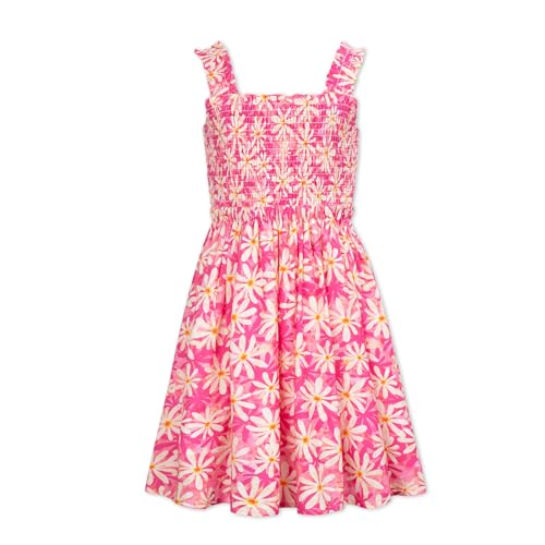 Girls Summer Sundress Criss Cross Back Ruffle Strap Elastic Waist Ruched Dress2