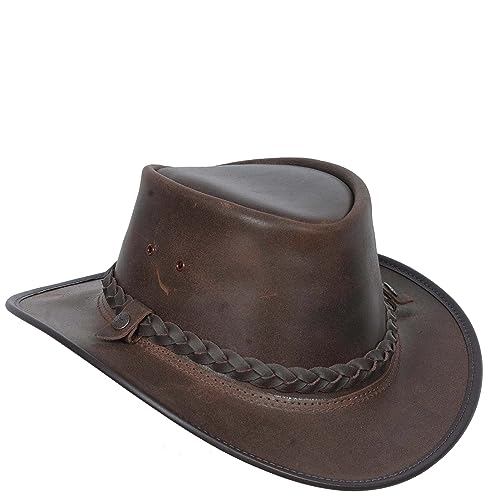 Chapeau de brousse étanche en cuir véritable contre le soleil et la pluie