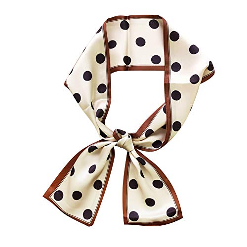 Narrow Handbag Handle Neckerchief Polka Dot Silk Skinny Scarf for Women