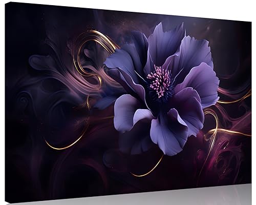 TutuBeer Purple Wall Canvas - Abstract Flower Print on Canvas Wall Art for Bedroom & Living Room - Stretched and Framed 16x24inch