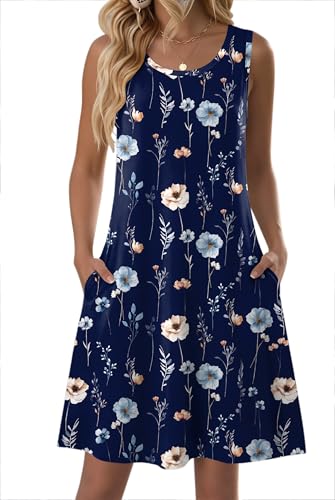 Image of Zeagoo Womens Summer Dress 2026 Sleeveless Casual A-Line Tshirt Sundresses