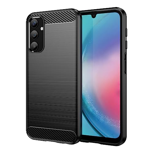 DQG per Samsung Galaxy A25 5G (6.44"), Cover Slim TPU Gel Carbon Fiber Morbida Case Flessibile Fibra di Carbonio Custodia per - Nero