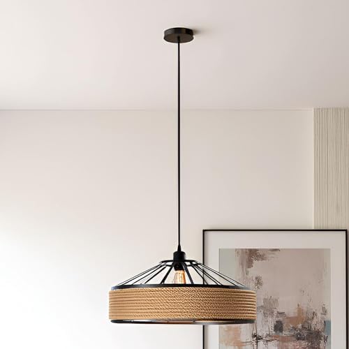 LEDSone Vintage Pendant Light Fitting Kit E27 Lamp Holder with Black Hemp Flex