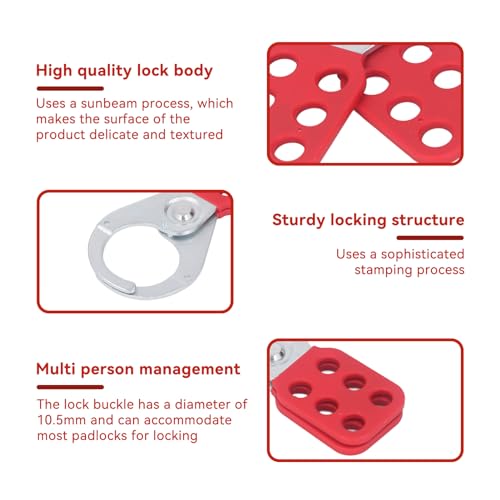 Image of Agatige 2PCS Lockout Hasp,Safety Tag Out Hasp 1.5 Inch Insulated Padlock Hasp Industrial 6 Hole Galvanized Steel Lockout Hasp for Multi Person Maintenance of Valves, Plugs, Ball Valves