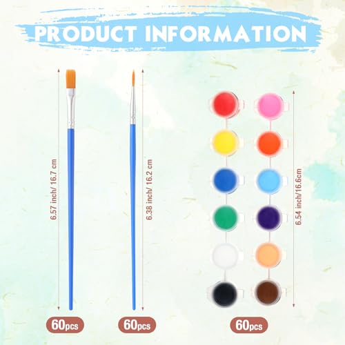 Image of Qilery 100 Sets Mini Acrylic Paint Set 1400 Pcs 12 Colors Acrylic Painting Strips 100 Flat Brushes 100 Pointed Brushes for Adults Home Birthday Art Craft Party Favors (3ml)