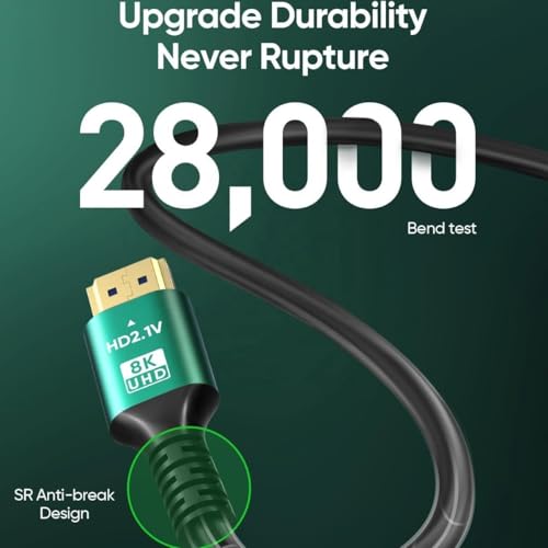 Image of MICROWARE 10M Ultra HD Cable ARC HDMI 2.1 Cable, High-Speed HDMI Cord 48Gbps 8K@60Hz, 4K@120Hz Dolby Atoms (HDCP 2.2&2.3, 3D, HDR10) for Soundbar (8K, 10M)