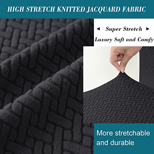 Hfcnmy Bar Stool Covers,2 Pack Stretch Bar Stool Covers With Backs Jacquard Bar Stool Chair Covers Barstool Covers Slipcovers With Back Pub Counter Stool Chair Covers With Elastic Bands Black #TOP2
