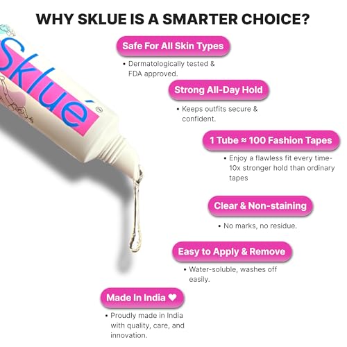 Image of Body Glue for Clothes & Skin | Dermatologically Tested for Sensitive Skin | Liquid Fashion Tape| Strong & Quick Hold, Sweat-Proof & Residue-Free | Safe Body Glue Stick for Jewellery | 15 ml