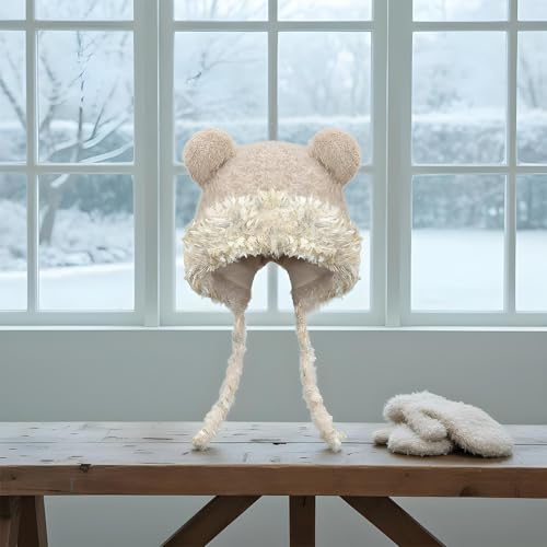 Chapeau d'ours duveteux : le cache-oreilles chaud contre le vent d'hiver