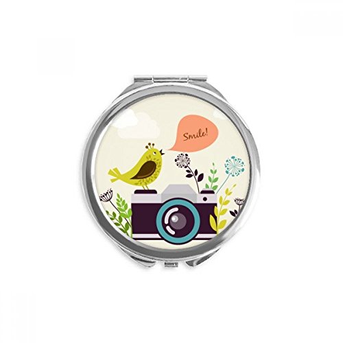 Miroir rond de poche oiseau illustration pour maquillage de voyage portable multicolore