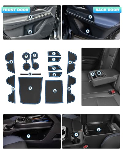 Image of CDEFG 13Pcs for 2026 Toyota Bz bZ4x Door Slot Mats Interior Pocket Inserts | for 2026 Toyota Bz bZ4x (XLE /XLE Plus /Limited) Accessories Door Slot Coverage Console Insert Pocket Rubber Set, Blue