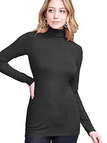 Image of Lock and Love Women's Turtleneck Top Lightweight Long Sleeve Slim Fit Pullover, Soft Rayon Stretch Layering Basic, S-3XL