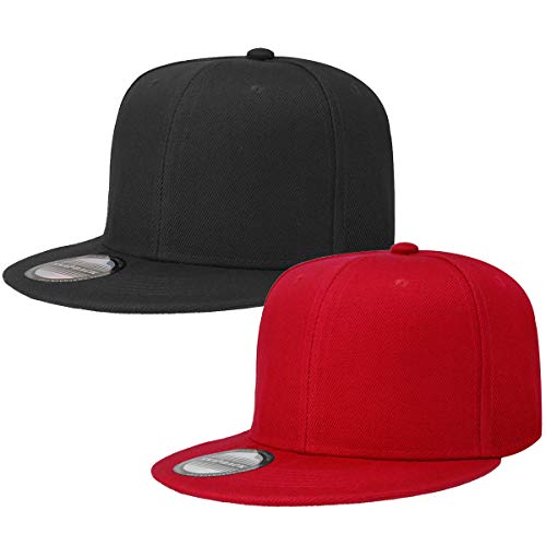 Image of Classic Snapback Hat Cap Hip Hop Style Flat Bill Blank Solid Color Adjustable Size