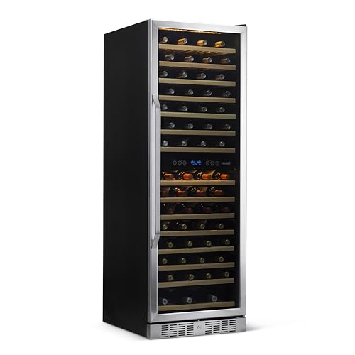 Image of NewAir 24 inch Wine Cooler Refrigerator, Large 160 Bottle Built-in or Freestanding Dual Zone Wine Cellar in Stainless Steel with Precision Thermostat, and Full Extension Beechwood Shelves