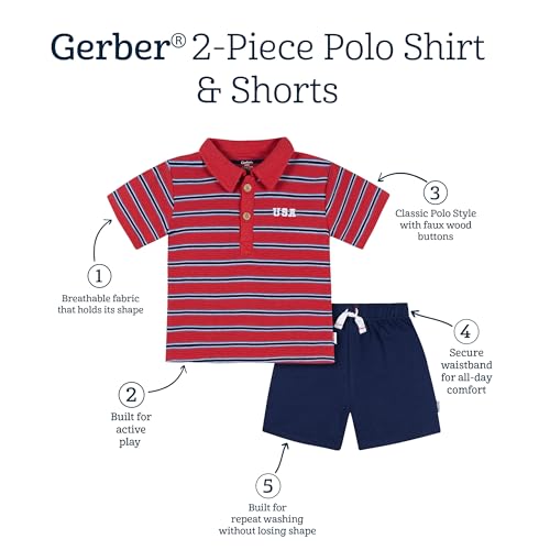 Image of Gerber Baby Boys Shirt and Short Set