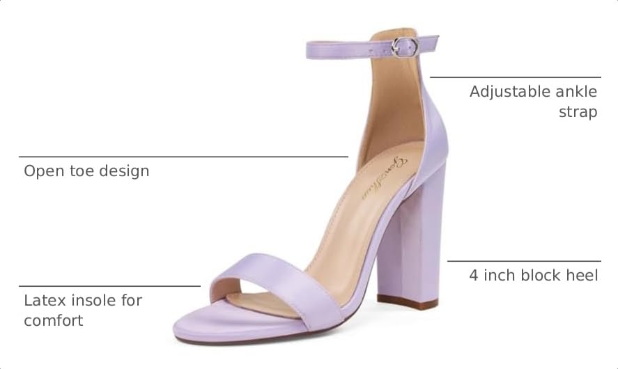 Image of GENSHUO Women's 4-inch Chunky High Heel Sandals with Ankle Strap,Party Wedding Bridal Shoes
