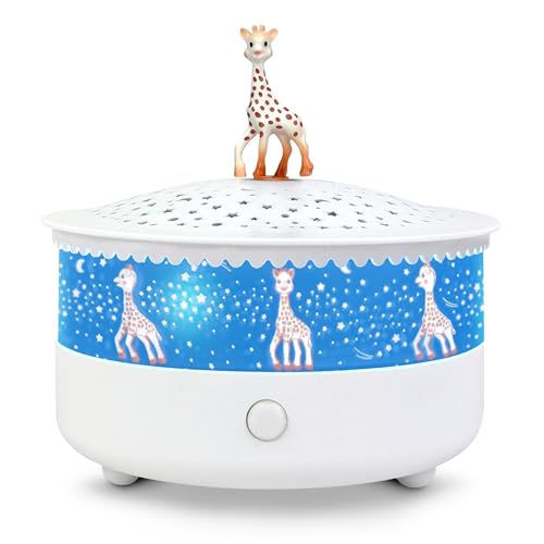 TROUSSELIER - Veilleuse - Projecteur d'Etoiles Sophie la Girafe© 14 Cm - Musical - Détection des Pleurs - Rechargeable USB