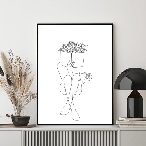 Peinture toile dessin femme livre pour infuser la sérénité dans votre salon