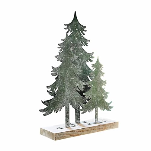 Loberon Deko-Bäume Filiz, DREI Elegant Stilisierte Weihnachtsbäume, Festdekoration, Weihnachtsdekoration, Weihnachten, Accessoire, Eisen, Tannenholz, antikgrün/braun