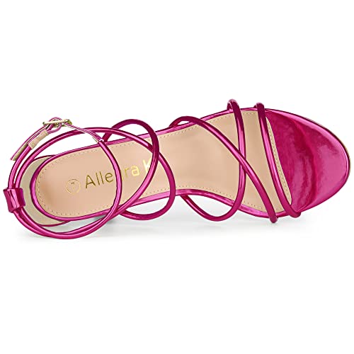 Allegra K Women's Open Toe Strappy Straps Stiletto Heel Hot Pink Sandals 7 M US4
