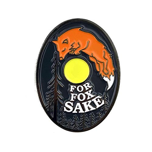 Flowfold For Fox Sake Funny Fox Pin - Animal Pun Pins & Cool Fox Lapel Pins for Backpacks