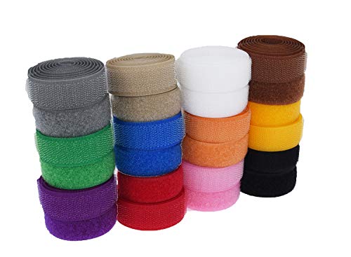 Filan 12 Colors 24 Yards Sew On Hook And Loop Tape Fastening Nylon Fabric Tape With Non-Adhesive For Diy Craft Interlocking Tape Sewing Fasteners (3/4'' Wide, 1 Yard Hook + 1 Yard Loop) For Each Color #TOP4