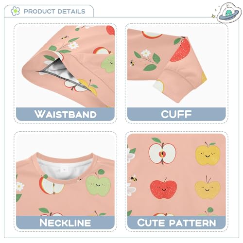 JUNZAN Cute Apples Fruit Peach Little Kids Pullover Hoodie Crewneck Hoodies for Girls Sports 4T3