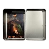 Générique Weihnachtskrippe für den Innenbereich, Tischdekoration aus Meerglas und Holz | Krippenfiguren mit Box aus Weißblech – für Haus, Büro, Kamin, saisonale Feier