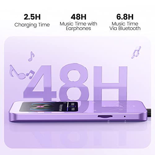 Image of 32GB MP3 Player with Bluetooth 5.3, AGPTEK A09X 2.4 inch Screen Portable Music Player with Speaker Lossless Sound with FM Radio, Voice Recorder, Supports up to 128GB, Purple