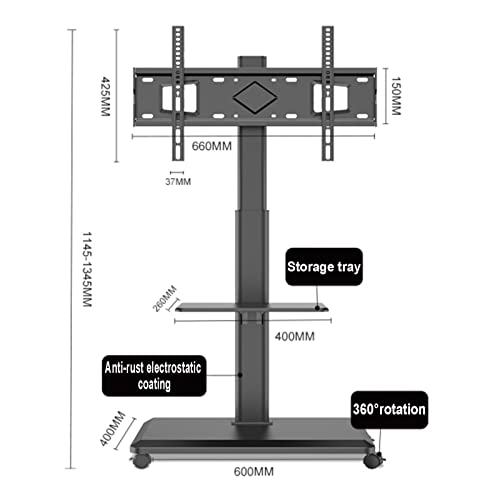 Soporte móvil para TV 26-65 pulgadas con ruedas y bandeja ajustable miniatura 2