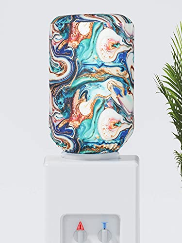 Image of Cortina Printed Water Dispenser Bottle Can Cover | Can Protector | Elastic Closure | Polyester Material | Environmental Friendly | Digital Print | 45cm x 42cm x 43cm | 20 Lts | 2Pc | Black & Blue 3