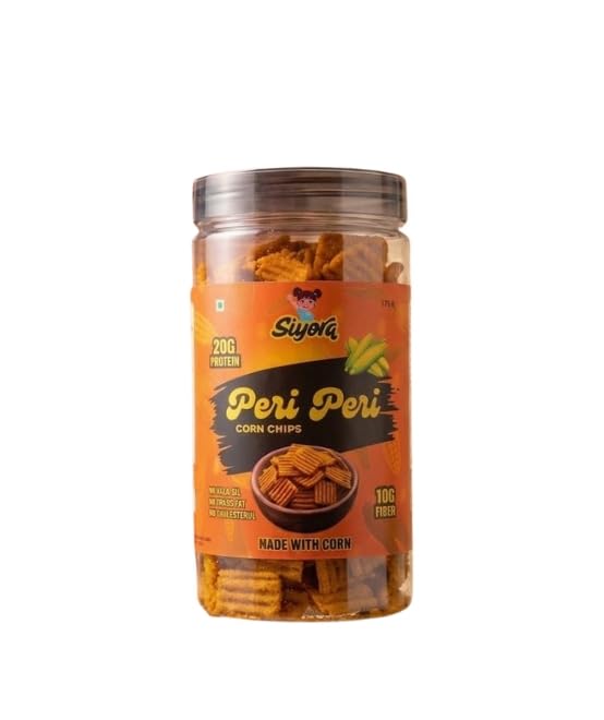 Image of SIYORA Peri Peri Corn Chips | Crunchy & Spicy Masala Snack | Multigrain Baked Chips | No Palm Oil, No Trans Fat, Zero Cholesterol | Ready-to-Eat Snack | 175 g