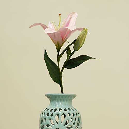 Image of PURE HOME + LIVING Pink Faux Tigerlily Spray (Made of Plastic, Wire and Fabric) Artificial Lily Flowers, Floral Arrangements for Table Centerpieces(Height-65cm) Pack of 1