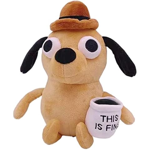 Puppy Plush - This is Fine Dog Plush | 9.8in Cute Dog Plush Soft Stuffed Animals Toys | Dog Meme Plush Toy Dog Plush Doll Toy for Kids | Coffee Dog Plush Toy Gifts for Children Kids Cover