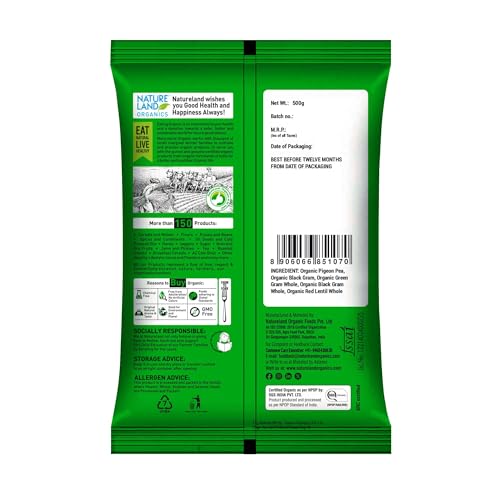 Image of Natureland Organics Panchrangi Dal /Mix Dal 500 Gm - Organic Healthy Pulses (Pack of 2)