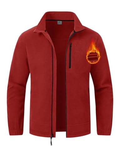 TBMPOY Men's Fleece Jackets Lightweight Full-Zip Fall Jacket Outdoor Hiking Warm Winter Coats with Pockets