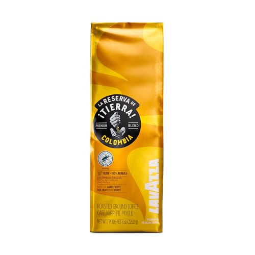 Lavazza ¡TIERRA! Colombia 100% Arabica-filter Authentic Italian, Blended And Roated in Italy, Fruity aroma with a balanced body-filter resulting in notes of grapefruit, red fruits, bergamot & Honey