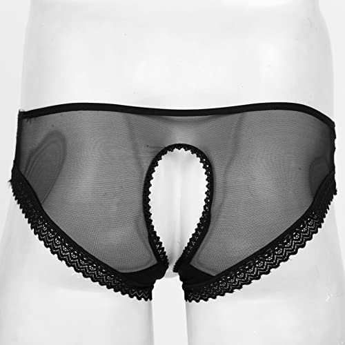 Men's Sissy Panties Lingerie Lace Bowknot Briefs Pouch Underwear Hipster Crossdress Panties4