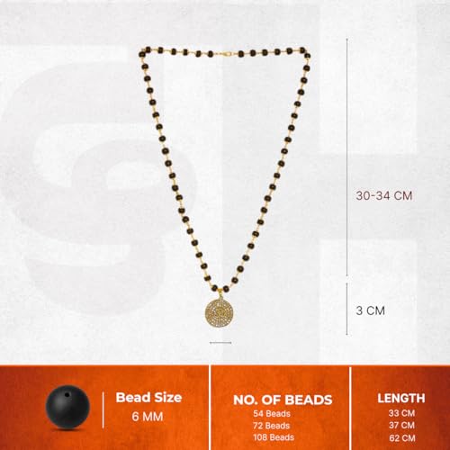 Image of Divine Hindu OM Pendant Karungali Mala With Silver Caps | Govt Certified | Black Ebony Wood Spiritual Necklace | Protection, Meditation, Healing, Energy Balance, Shiva Bhakti Mala | For Men & Women