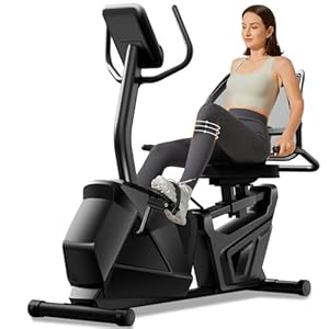 CURSOR FITNESS Recumbent Exercise Bike, Stationary Bikes for Home with Adjustable Seat, 400 LBS Capacity, 16-Level Magnetic Resistance Recumbent Exercise Bike for Home Gym Cardio Workout Training