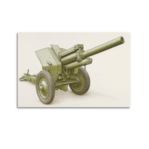 OKNGB Póster de armas de la Segunda Guerra Mundial M-30 de 122 mm, póster decorativo de lona para pared e impresión artística moderna de decoración de dormitorio familiar, pósteres de 20 x 30 pulgadas