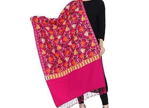 Cashmilon Wool Kashmiri Ari Embroidery Stole/Shawl/Wrap for Winter PolyAcro (Size 28 x 80 Inches)-image-3